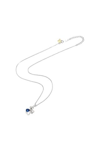 Brezza Lusso Jewelry Diamond Serisi Safir Damla Kalp Çiçek Gümüş Kadın Kolye 45 CM 45 CM