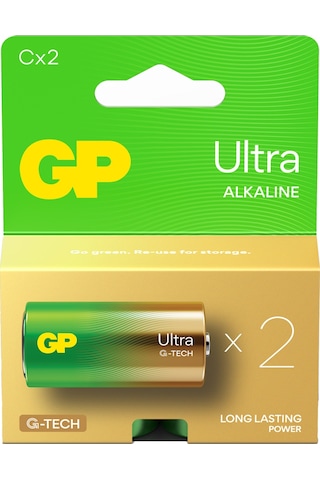 GP Batteries G-TECH Ultra Alkalin Orta LR14 – C Boy 1.5V Pil 2’li Kart