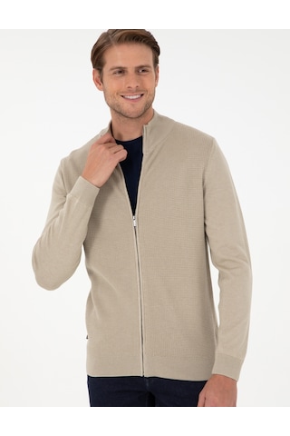 Pierre Cardin Erkek Kum Melanj Hırka Triko 50300497-vr123 Kum