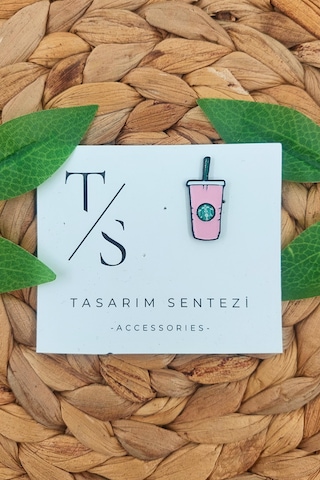 Rozet Takı Aksesuar Kahve Starbuck Coffee Pembe Nescafe Çok Renkli