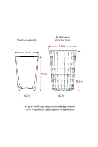 Allegra Koyu Yeşil Akrilik Bardak 6'lı Set 400 Ml Su, Meşrubat, Sunum Ve Kahve Yanı İçin Cam D