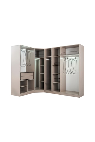 Nil %100 Mdf Köşe Gardırop Bej