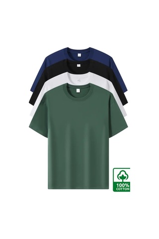 Cool Tarz Erkek Oversize Siyah Beyaz Yeşil Lacivert %100 Pamuklu 4'lü T-shirt Paketi Siyah-beyaz-yeşil-lacivert Siyah-beyaz-yeşil-lacivert