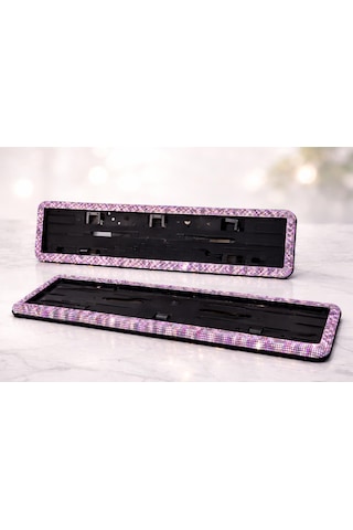 Diamond Leopar Serisi Pembe Mor Taşlı Plakalık 2li Seri