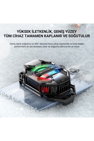 Polham Aı Destekli Turbo Fanlı Telefon Soğutucu -3 C Soğutma 7500 Rpm Hız Rgb Işıklı 3 Farklı Mod