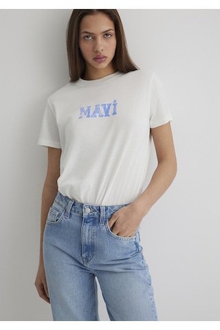 Mavi - Mavi Logo Baskılı Beyaz Tişört 1612232-70057 Beyaz