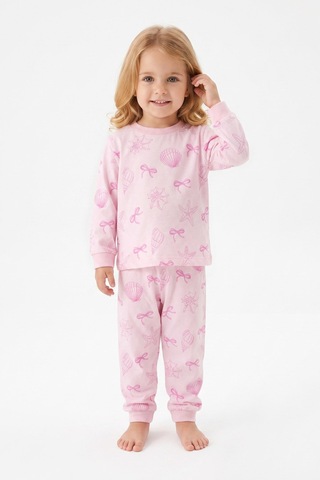 Modanıno %100 Pamuk Ve Baskılı Kız Çocuk Pijama Takımı 9-36 Ay 12741ıs Pembe