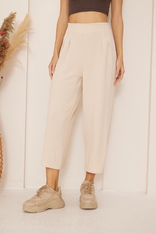 Darlin Moda Bej Yüksek Bel Bol Paça Pantolon Dm3003 Bej