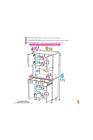 Eliusta Nordi 4 Kapak 2 Raflı Beyaz Dolap 80x173x32,5 Cm Çekmeceli Çok Amaçlı Banyo/mutfak Dolabı Beyaz