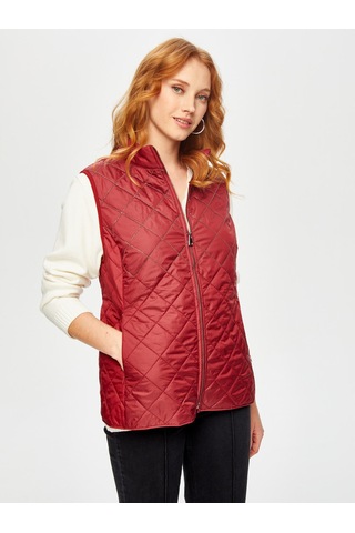 Zincir Nakış Detaylı Kapitone Yelek 69453 U6945340 Bordo