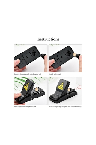 Createtech Yeniden Kullanılabilir Siyah Plastik Fare Kapanı 6'lı Paket