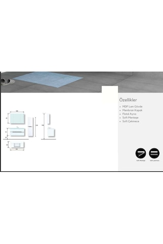 Evros Lizbon 100 Cm Banyo Dolab Bej - Beyaz