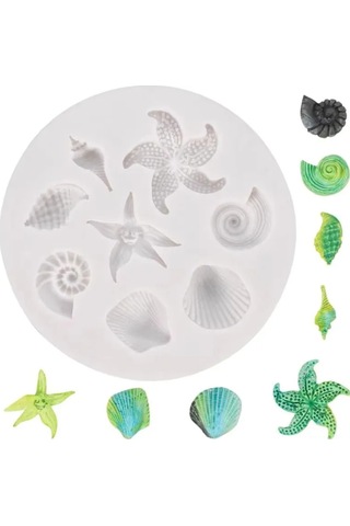 Yaozixa Deniz Canavarları Ve Kabuk Desenli Gri Silikon Kalıp - Çikolata, Şeker Ve Pasta Dekorasyonu İçin El Yapımı Kalıp