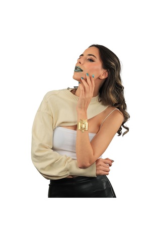 Kadın Mat Altın Kaplama Ayarlanabilir Geniş Band Baykuş Figürlü Bileklik Altın