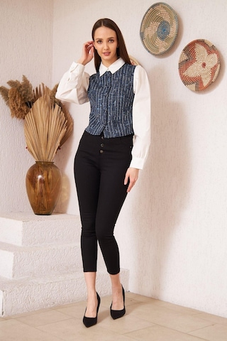 Mavi Tüvit Garnili Uzun Kollu Gömlek Dm9001 Mavi