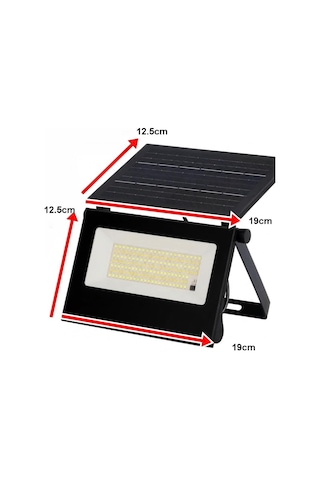 60 Watt Güneş Enerjili Led Projektör Bahçe Lambası 155 Led 3 Renk