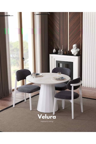 Siena Yemek Odası Takımı Yemek Masası + 4 Adet Sandalye Beyaz