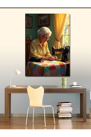 Kanvas Tablo Yaşlı Kadın Ve El Sanatları 50cmx70cm
