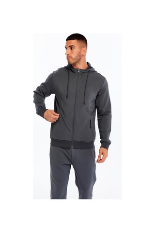 AR-MA Arma Erkek Slim Fit Interlok Kapüşonlu Sweatshirt Yandan Gizli Fermuarlı Cepli K30324989702 Gri