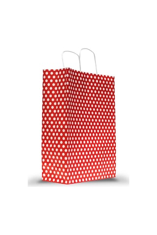 KRAFT BURGU SAPLI ÇANTA 12x25x31 KIRMIZI PUANTİYEL