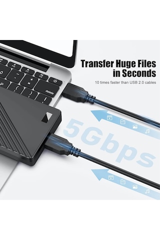 1 Metre - Usb 3.0 Erkek-erkek Kablo - Yüksek Hızlı 5gbps Veri Aktarımı