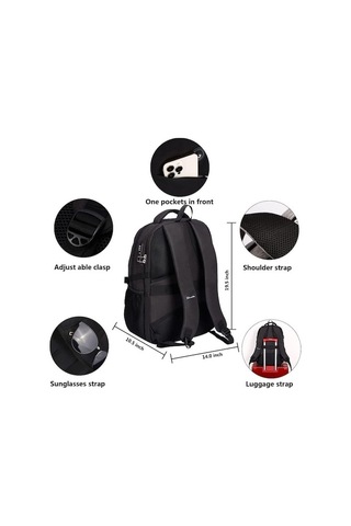 Yucama Hırsızlığa Karşı Dizüstü Sırt Çantası Seyahat Sırt Çantaları, Usb Şarj Portlu Kadın Erkek Uyar 15.6 Inç Dizüstü Bilgisayar - Black Kırmızı - Gri