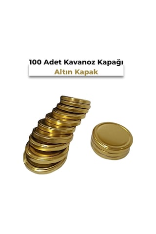 Konserve Kavanoz Kapağı 100 Adet 82mm Altın Kapak Çok Renkli