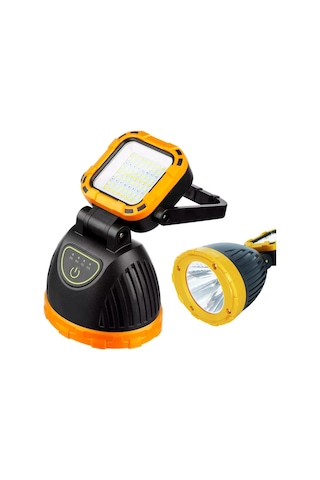 Powermaster Pm-8033a Solar Şarjlı 6 Modlu El Feneri Ve Işıldak Acil Durum Lambası Beyaz Sarı Kırmızı Gösterildiği Gibi