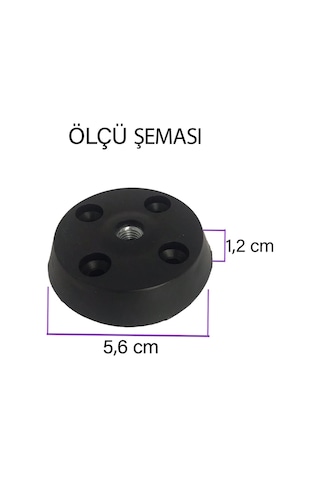 Düz Ayak Tabanı Siyah Mobilya Masa Sehpa Ayağı Bağlantı Aparatı Plastik