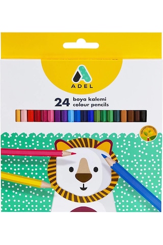 Adel Karton Kuru Boya Kalemi Tam Boy  24 Renk