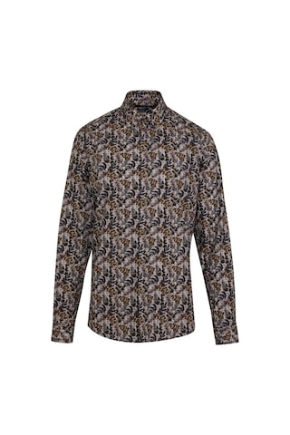 Hatemoğlu Kahverengi Modern Fit %100 Pamuk Desenli Gömlek Kahve Kahverengi