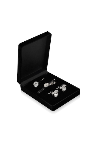 Zekupp Kol Düğmesi Kravat İğne Seti - Kristal Şehir