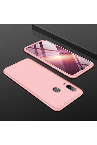 Samsung Uyumlu Galaxy A20 Kılıf Zore Ays Kapak Rose Gold