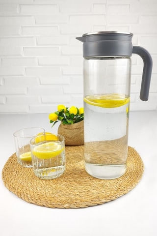 Digithome Buzdolabı Kapak Rafı Uyumlu Borosilikat Cam Sürahi 1800 Ml Gri - Thn87018 - Hyt