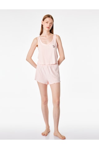 Koton Modal Kumaş Rahat Kalıp Askılı Şortlu Pijama Takımı Pembe 6slk40157mk