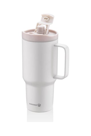 Korkmaz A5577-2 Freedom 1 Litre Bej Pipetli Bardak Termos Pembe