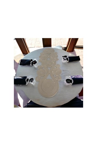 Jüt, Hasır,sarmal Model, Dekoratif Masa Örtüsü, Runner 40x110 Cm, Sehpa Örtüsü, Bohem Tarzı Bej Bej