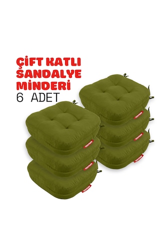 Xpermate 6'lı Çift Kat Sandalye Minderi 42x42x8 Yeşil