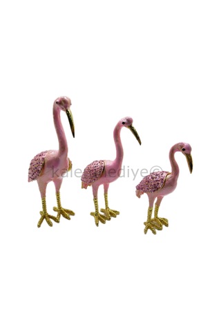Swarovski Taşlı Flamingo Ailesi - Gizli Hazneli Masaüstü Hediyeli