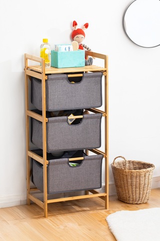 Porsima 2059 3 Katlı Ahşap Çok Amaçlı Çekmeceli Organizer Dolap