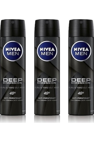Nivea Men Deep Dimension Erkek Sprey Deodorant 3 x 150 ML