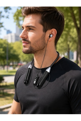 Mikrofonlu Boyun Bantlı Bluetooth Kulaklık Kablosuz Bağlantılı Ses Ve Müzik Kontrollü Kulak İçi Kulaklık - Lis