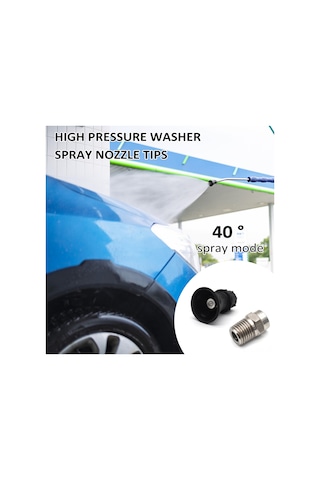 Symbee 40 Derece Basınçlı Yıkama Memesi, Paslanmaz Çelik Ve Kauçuk Koruyuculu, 4.0 Delikli Araç Temizleme Ucu