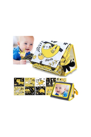 Tummy Time Hışırtılı Yumuşak Bez Aktivite Kitabı - Tembel Hayvan