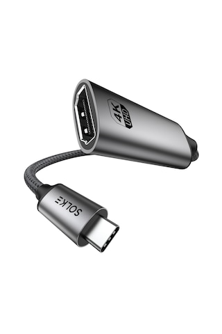 Solke Usb-c To Hdmı Adaptör 0.2 Metre 4k 60hz 18gbps Type-c To Hdmı Çevirici Örgülü Alüminyum