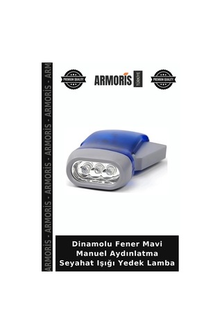 Dinamolu Fener Mavi Manuel Aydınlatma Seyahat Işığı Yedek Lamba