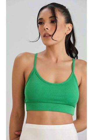 İp Askılı Kaşkorse Crop Bluz - S504780 Yeşil