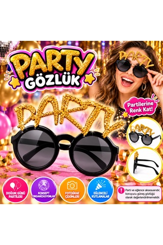 Ren.ga.renk Altın Simli Party Yazılı Parti Gözlüğü Rengaren Diğer