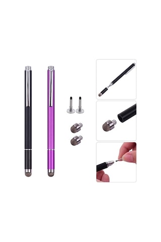 Pazly Wk-117a 2'li Kapasitif Kalem Seti, Değiştirilebilir Uçlar, Siyah/mor, 2 Adet/