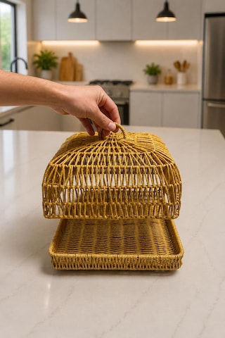 3 Boy Rattan Ayaklı Kapaklı Sunumluk Tepsi Seti Doğal El İşçiligi Sunum Sepeti Organizer Meyvelik